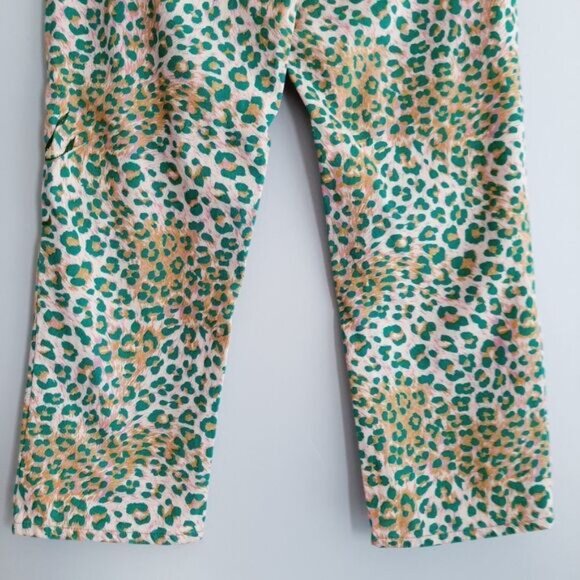 ANNA MOLINARI Floral Embroidered Crop Jeans Leopard Print Sz M - Picture 9 of 12